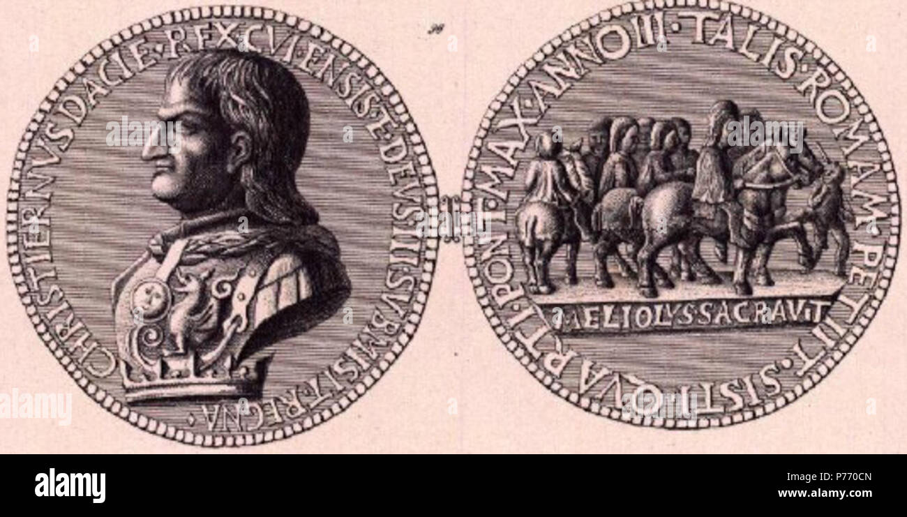 Inglese: medaglia di Cristiano I di Danimarca, Norvegia e Svezia, realizzato durante il suo viaggio attraverso l'Italia, da Sperandio Migliolo nel 1474. Effetti testo: 'CHRISTIERNVS DACIE. REX. CVI. ENSIS. ET. DEVS. III. SVBMISIT. REGNA.' Reverse testo: 'TALIS. ROMAM. PETIIT. SISTI. QVARTI. PONT. MAX. ANNO III." (all'interno dell'immagine: 'MELIOLVS. SACRAVIT.') (p.131) . 23 Agosto 2012 1 cristiano mi medaglia Foto Stock