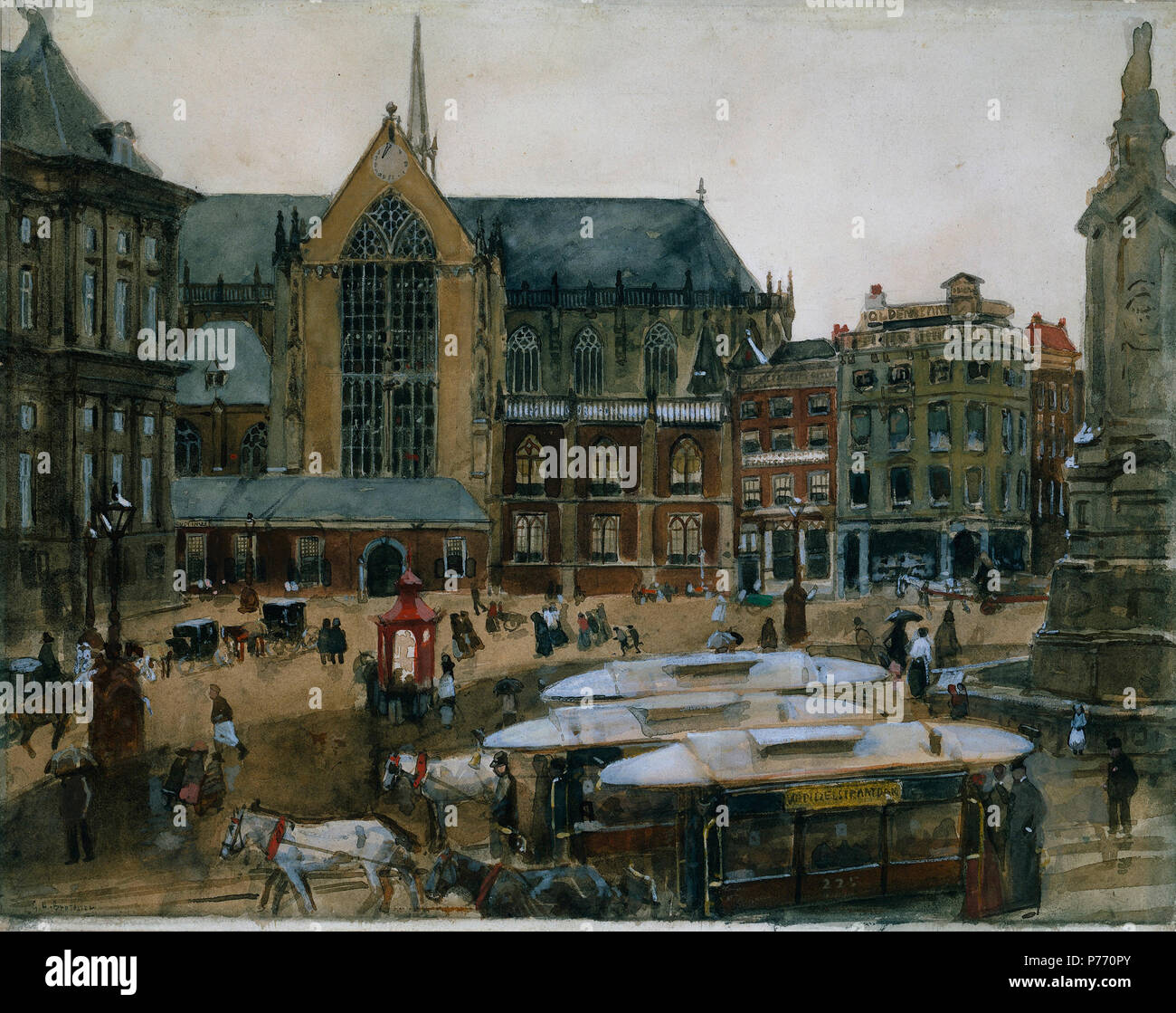 . La diga di Amsterdam 1895 - 1898 34 George Hendrik Breitner - Gezicht op de Dam te Amsterdam Foto Stock