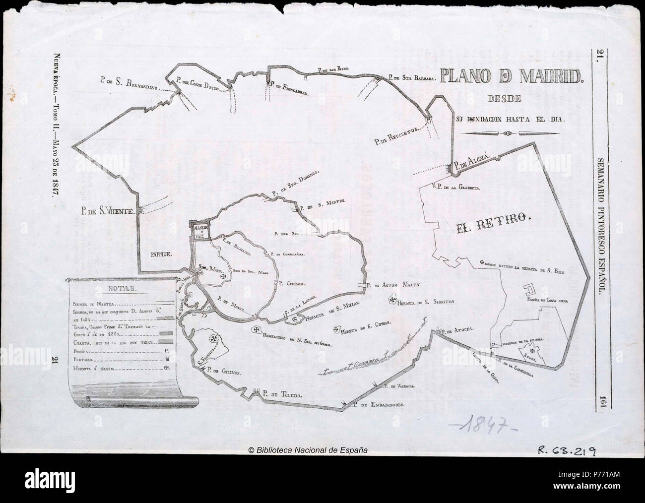 52 Plano de Madrid desde su fundación hasta el dia Foto Stock