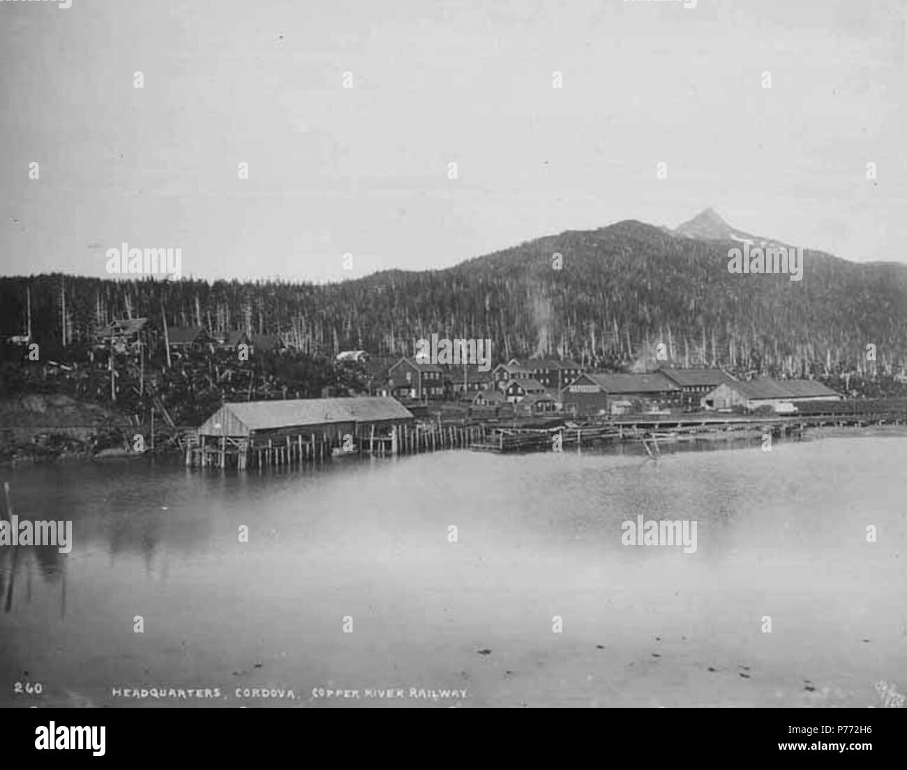 . Inglese: Fiume di rame e Northwestern Azienda ferroviaria uffici ed edifici a Cordova, ca. 1908 . Inglese: Costruzione fotografie del fiume di rame e ferrovie nord-occidentale lungo il fiume di rame da 1906-1911. Didascalia sulla immagine: E.A. Hegg 260. Sede centrale, Cordova. Il fiume di rame dalla ferrovia. PH Coll 375.9 soggetti (LCTGM): edifici per uffici--Alaska--Cordova soggetti (LCSH): Fiume di rame e Northwestern Railway . circa 1908 3 Fiume di rame e Northwestern Azienda ferroviaria uffici ed edifici a Cordova, ca 1908 HEGG (740) Foto Stock