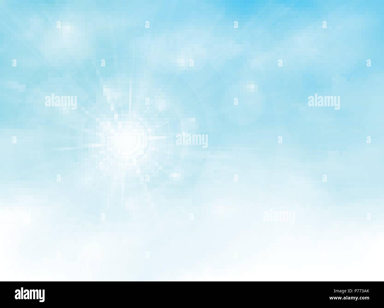 A destra del gruppo realistico di nuvole con luce del sole sullo sfondo di burst. Illustrazione eps vettoriali10 Illustrazione Vettoriale