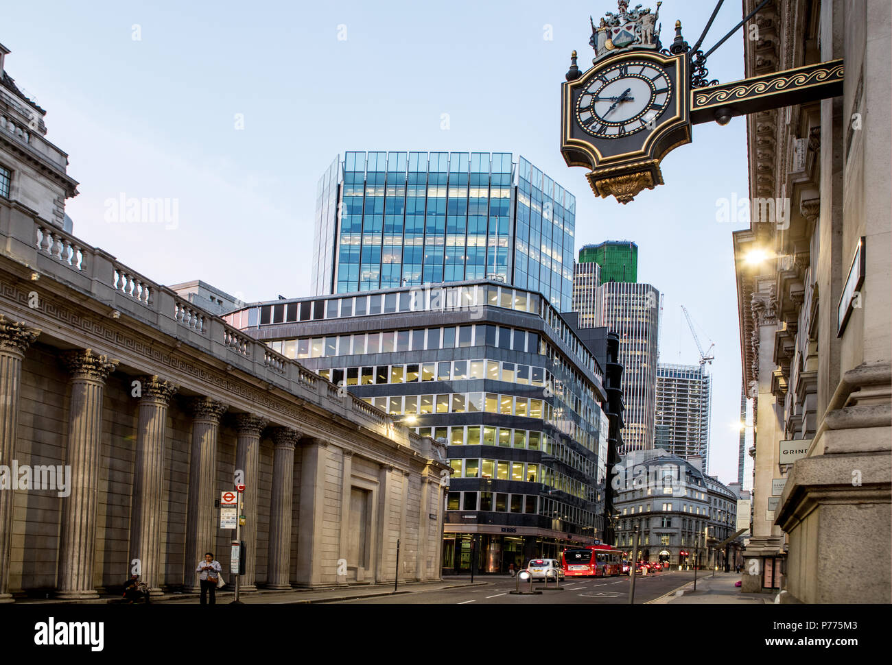 Threadneedle St di notte City Of London REGNO UNITO Foto Stock