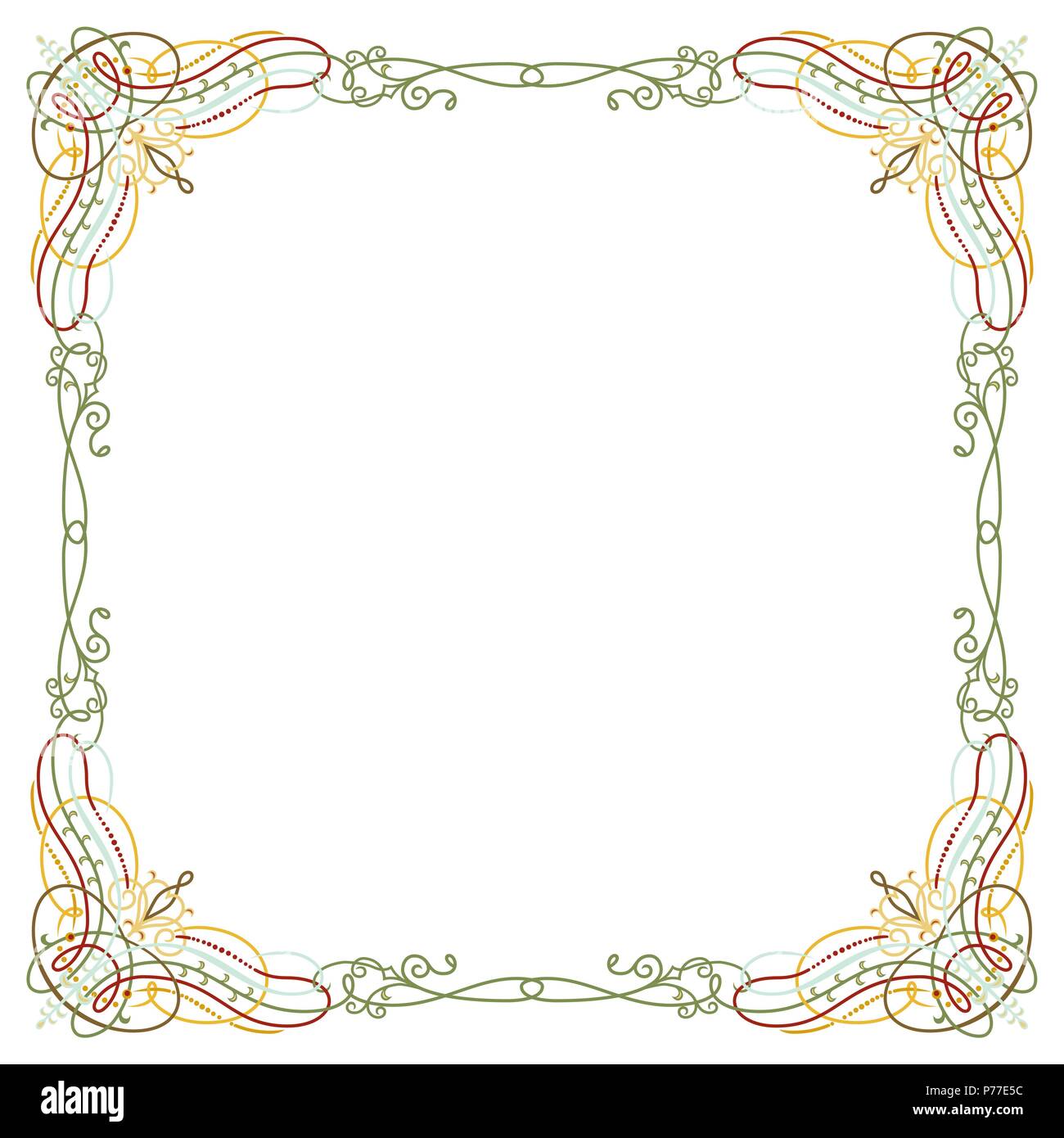 Lussuosa cornice di confine con dettagliate angoli ornati Illustrazione Vettoriale