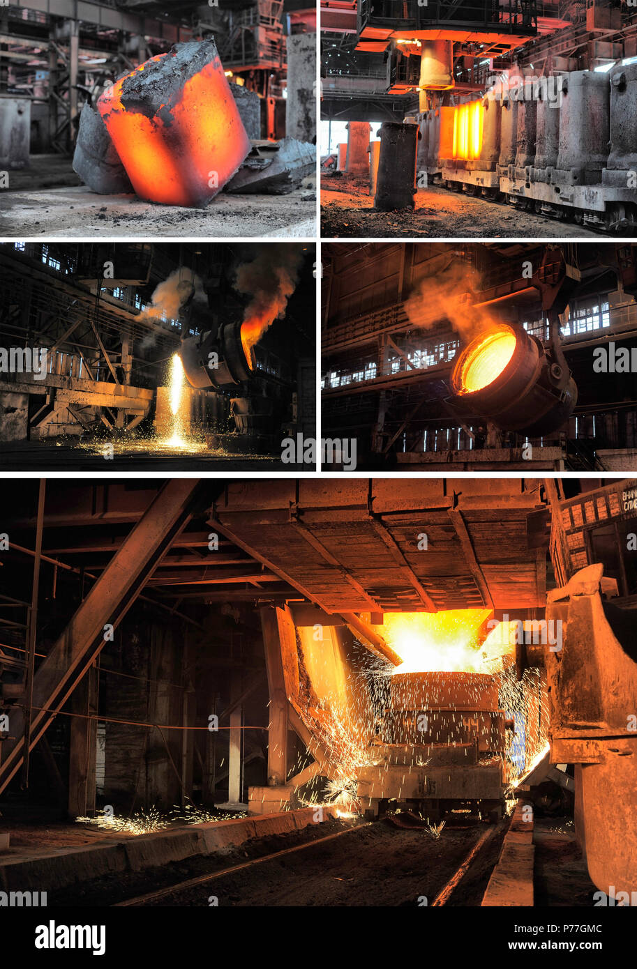 Insieme di immagini della industria metallurgica Foto Stock