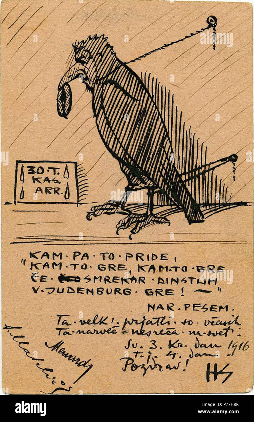 30 Hinko Smrekar - Avto-karikatura kot ptič Foto Stock