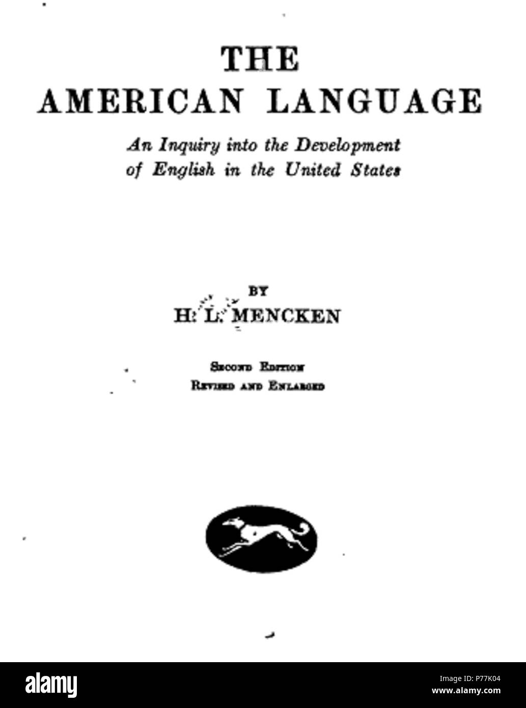 13 La Lingua Americana titolo pagina (1921) Foto Stock