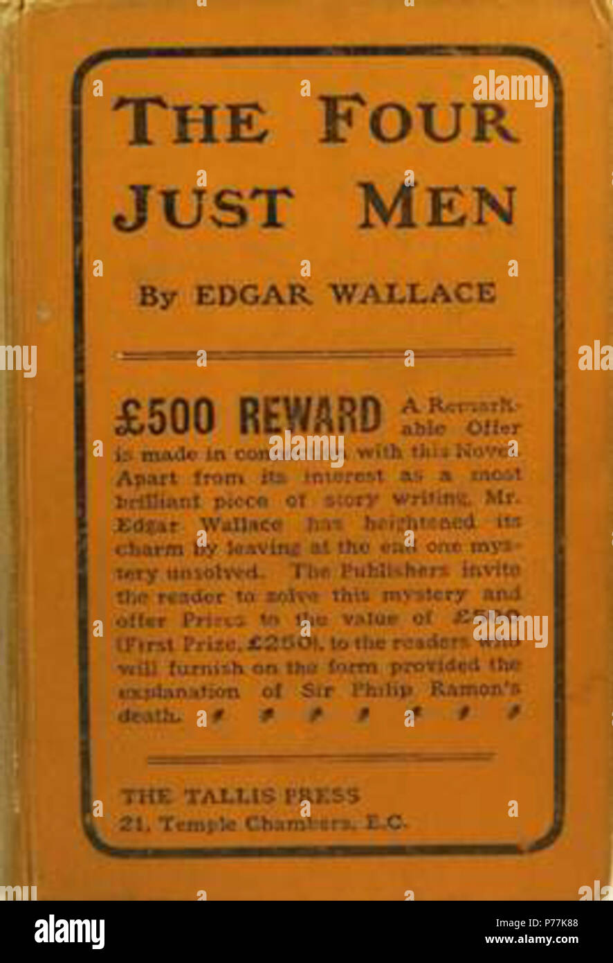 Inglese: coperchio della 1a edizione di Edgar Wallace del romanzo i quattro uomini giusti. 1905 1 "I quattro uomini giusti" (nuovo) Foto Stock