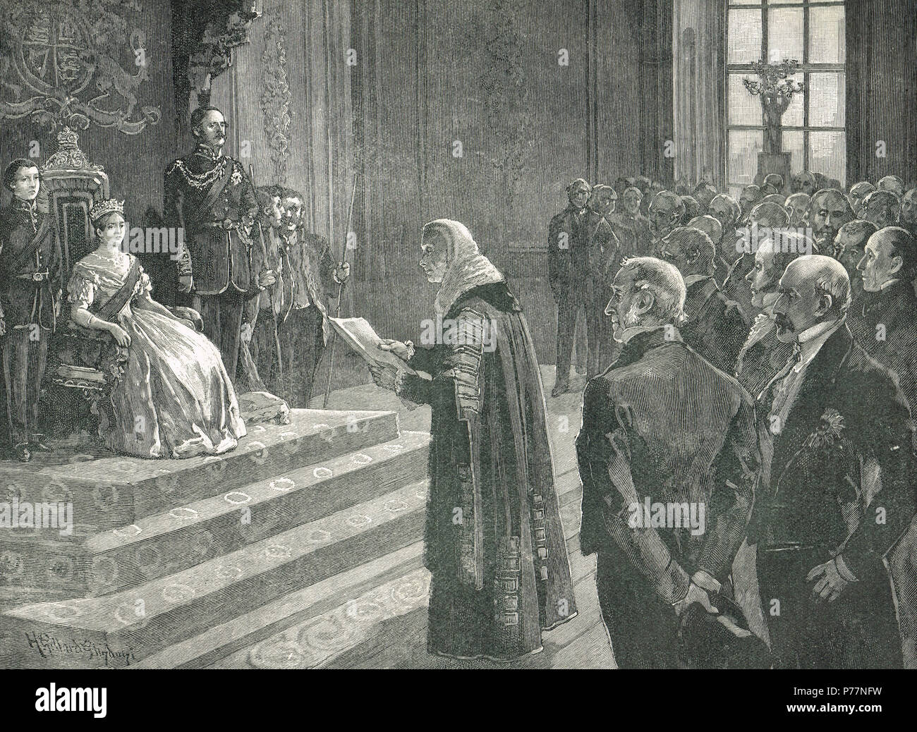 Indirizzo patriottica di Queen Victoria, alla vigilia della guerra di Crimea, 3 aprile 1853. Un indirizzo di registrazione trasgressioni russo da entrambe le camere del parlamento. Foto Stock