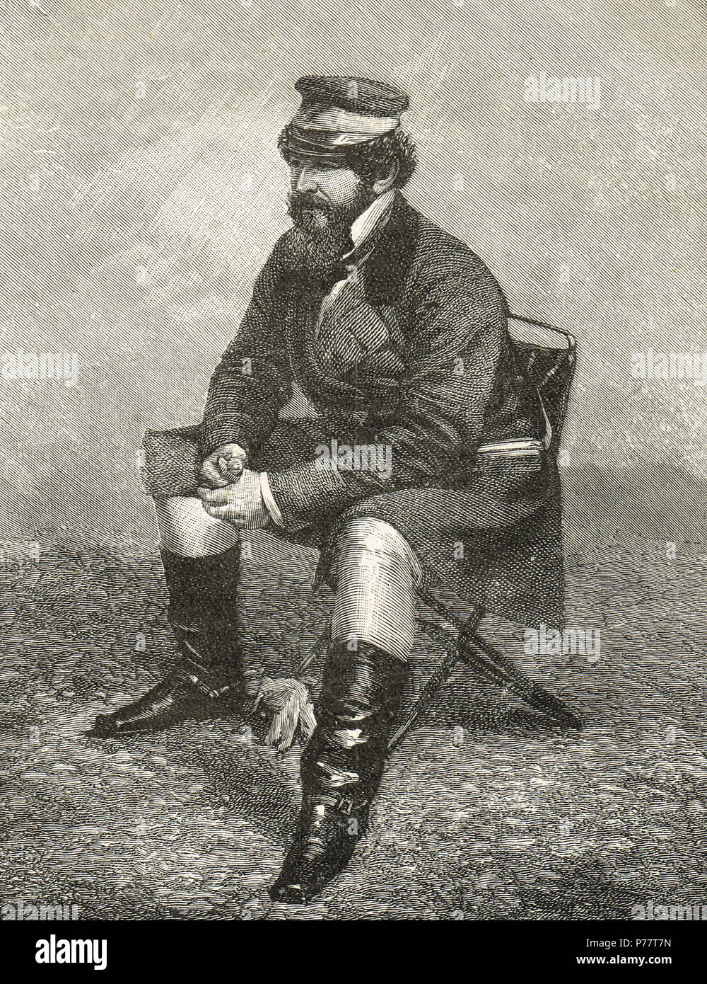 Sir William Howard Russell, reporter irlandese con i tempi, considerato uno della prima guerra moderna corrispondenti, che copre la guerra in Crimea Foto Stock