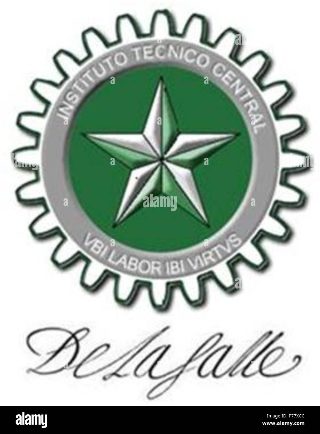 Inglese: lo stemma della tecnica istituto centrale, progettato nel 1921 su richiesta della ex principale Br. Hildeberto Juan e reedited nel 1929 dal Maestro Jose Holguín. Español: El Escudo del Instituto Técnico centrale, diseñado en 1921 por solicitud del rettore entonces HNO3. Hildeberto Juan y revisado en 1929 por el Maestro José Holguín. 1921 58 Tecnico Centrale di La Salle escudo Foto Stock