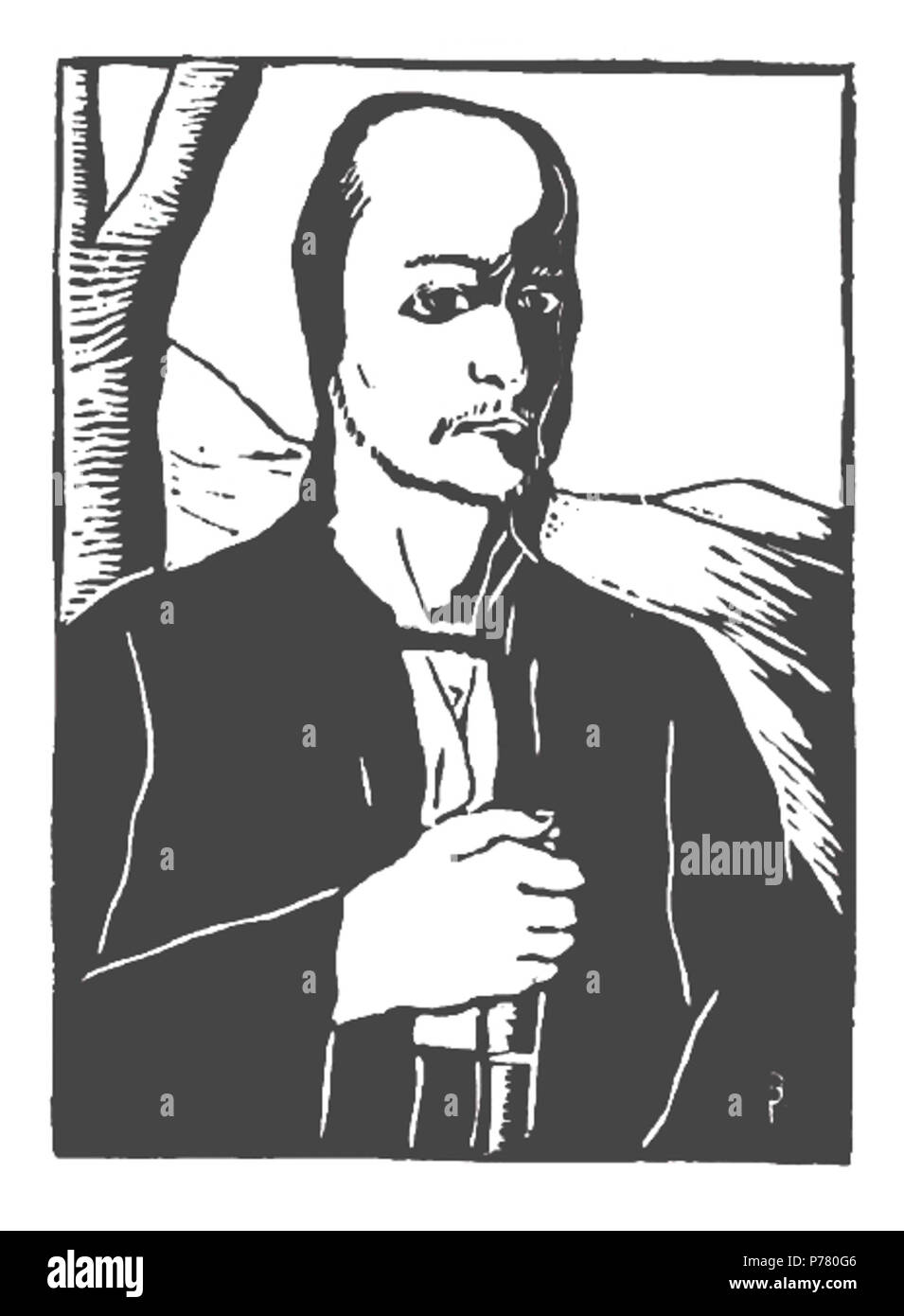 Inglese: Incisi ritratto del XVIII secolo eroe contadina Horia (comunemente noto come Horea, nato Vasile Ursu Nicola). 1940 3 Alexandru Bassarab - Horia Foto Stock