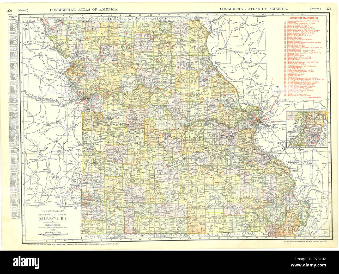 1913 Missouri mappa Foto Stock