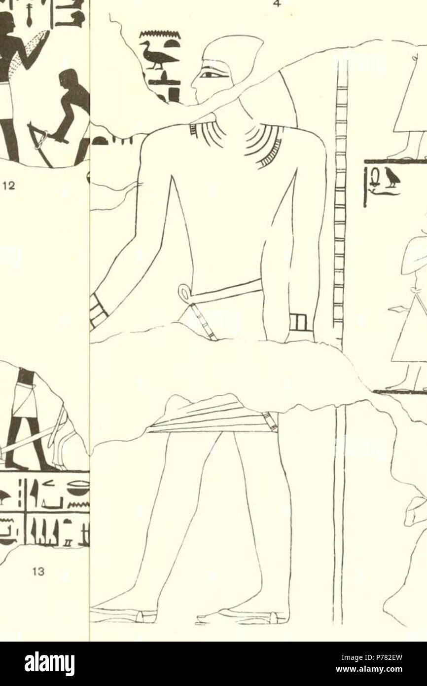 Inglese: Disegno di un dipinto del nomarch Djeutynakht VI, figlio di Neheri II, dal suo Deir el-Bersha tomba n. 1. Inizio del XII dinastia, regno di Mezzo. 1893 10 pittura Djehutynakht VI Newberry Foto Stock