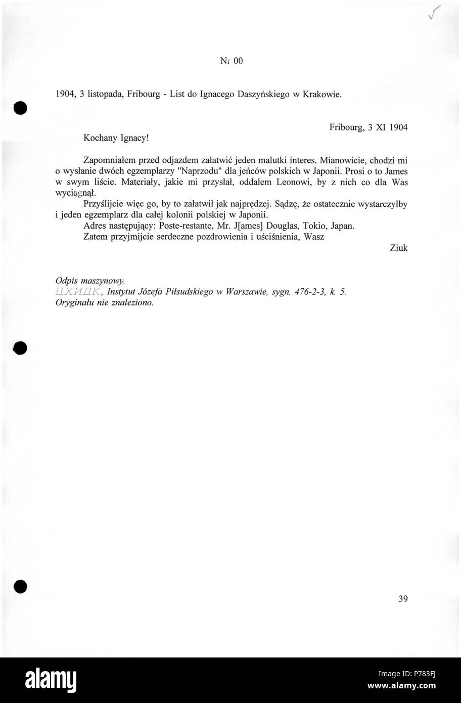 2 Józef Piłsudski - Elenco fare Ignacego Daszyńskiego - 701-001-100-005 Foto Stock