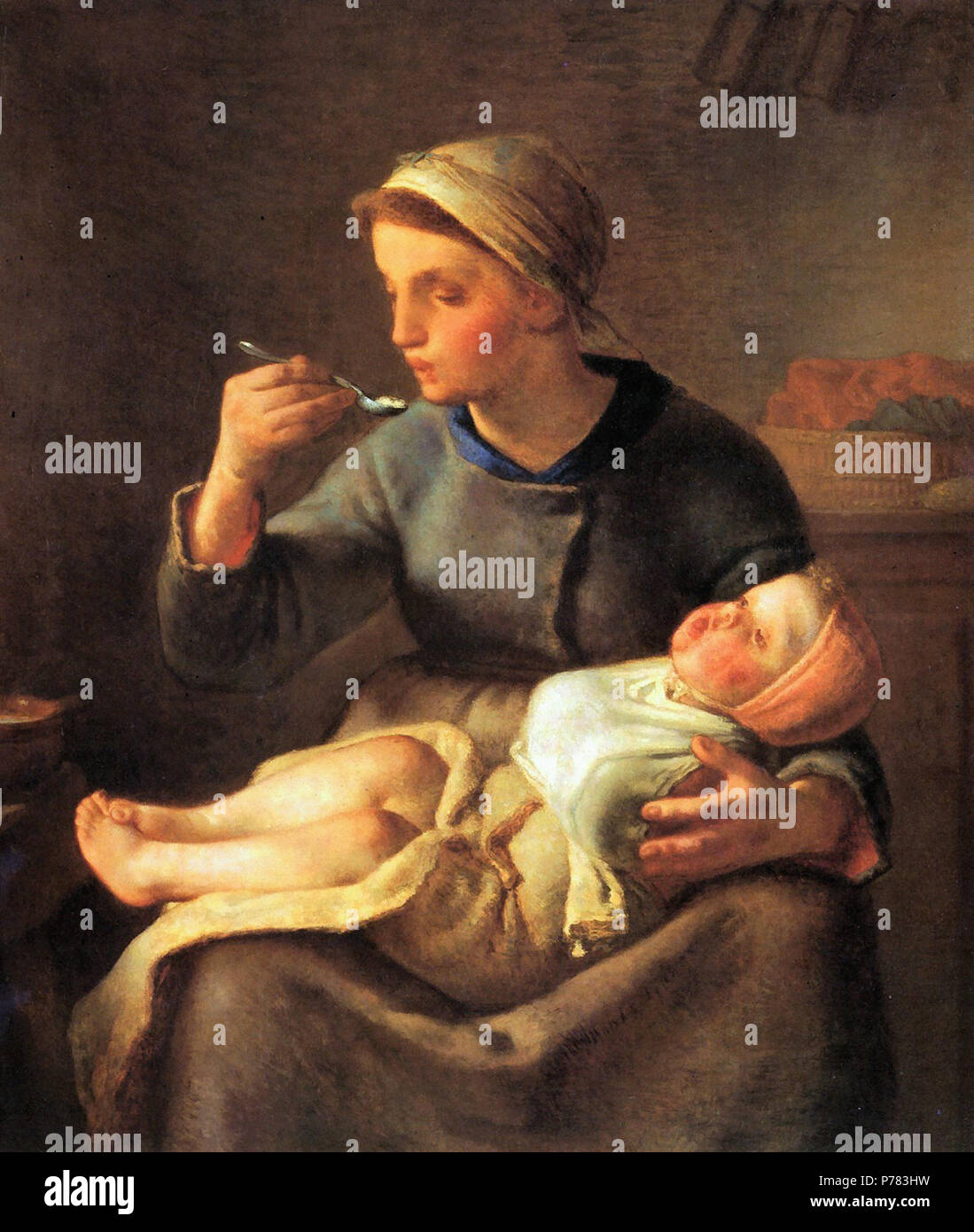 Il miglio di Jean-François - madre che nutre il suo bambino Foto Stock