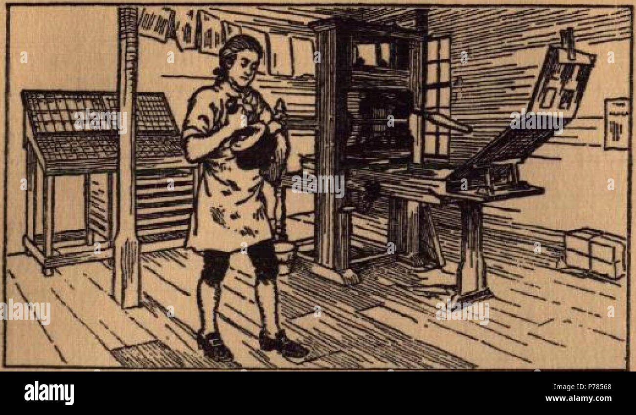 Inglese: Benjamin Franklin come una stampante apprendista Norsk bokmål: Benjamin Franklin trykkerlaerling som . 1920 11 Benjamin Franklin come apprendista Foto Stock