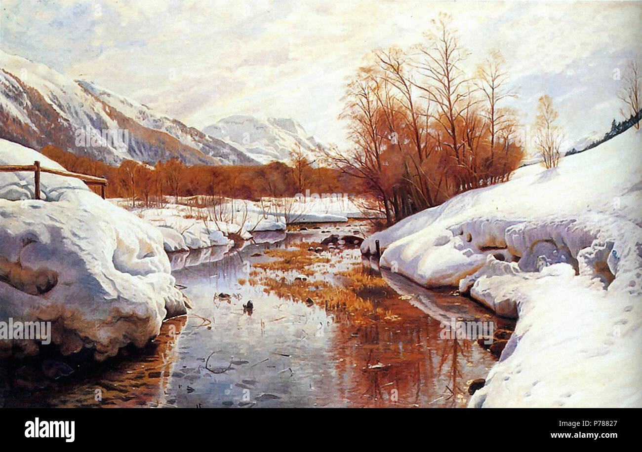Monsted Peder Mork - un torrente di montagna in un paesaggio invernale Foto Stock