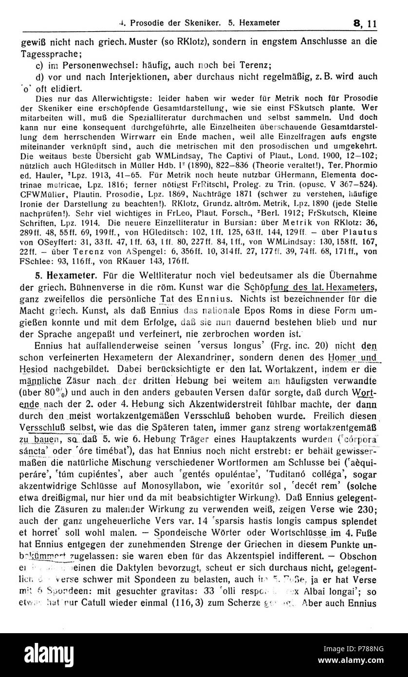 . Römische Metrik N/A 34 Gercke-Norden 1,8 13 Foto Stock