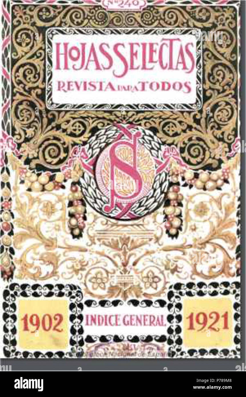 Español: Hojas selecta revista para todos indice generale 1902-1921 . 1921 37 Hojas-selectas-indice generale-1902-1921 Foto Stock