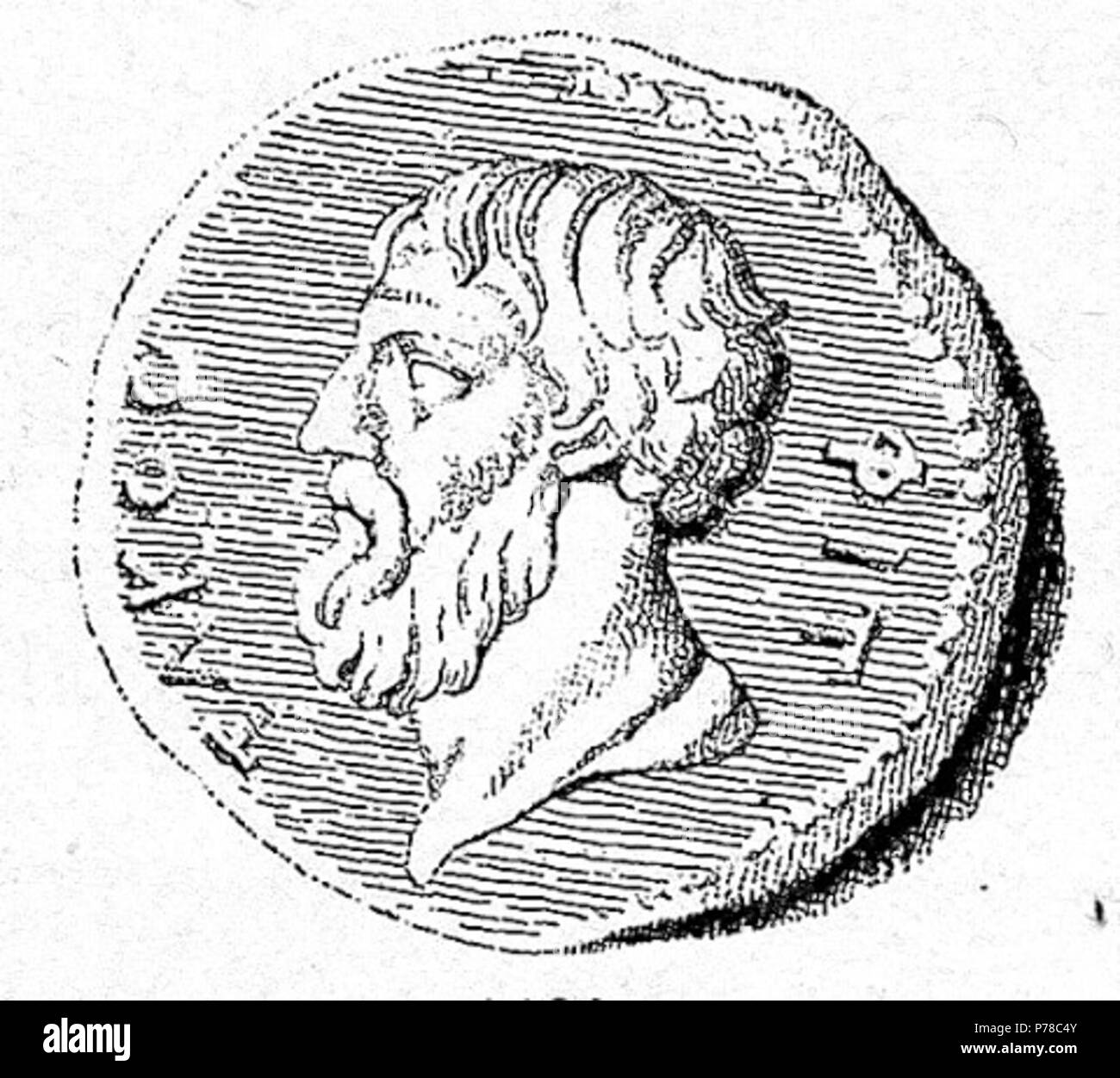 Nederlands: nl:Pittakos van Mitilene uit Baumeister: Denkmäler des klassischen Alterums III (1888), p. 1333. Deutsch: Pittakos von Mitilene aus Baumeister: Denkmäler des klassischen Alterums. 1888 51 Pittakos Foto Stock