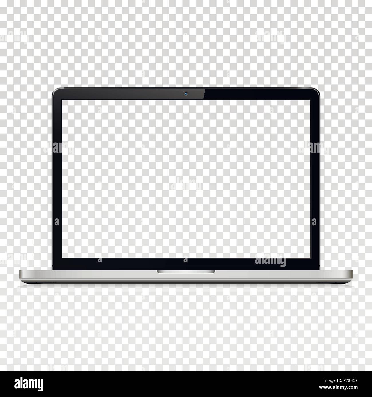 Computer portatile con schermo trasparente isolato su sfondo trasparente. Illustrazione Vettoriale. Illustrazione Vettoriale