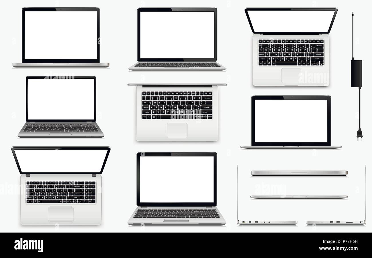 I laptop moderni isolati su sfondo bianco. Illustrazione Vettoriale. Illustrazione Vettoriale