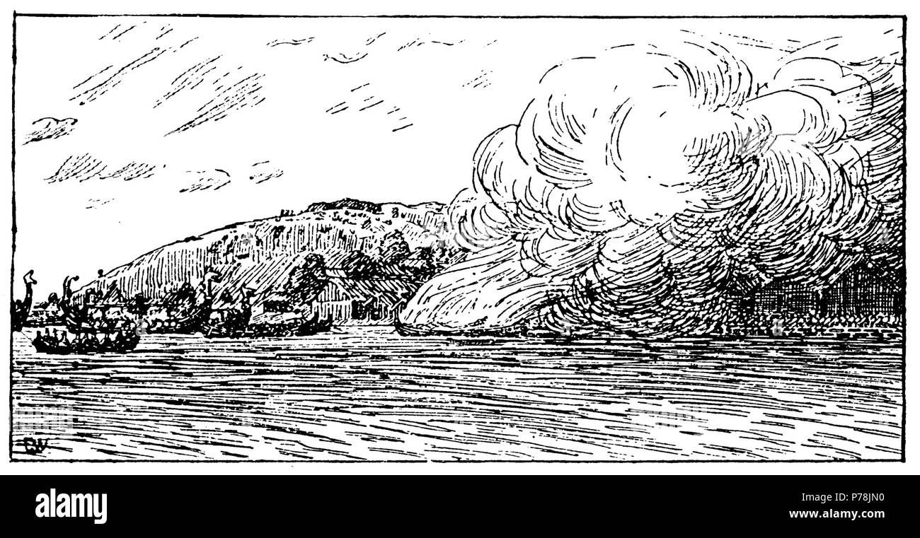 Erik Werenskiold: Illustrazione per Magnus Erlingssons saga, Heimskringla 1899-edition. nn: "Erling Skakke utanfor Tønsberg." . 1899 o versioni precedenti 39 Magnus Erlingssons saga-Skakke utanfor Toensberg-Werenskiold Foto Stock