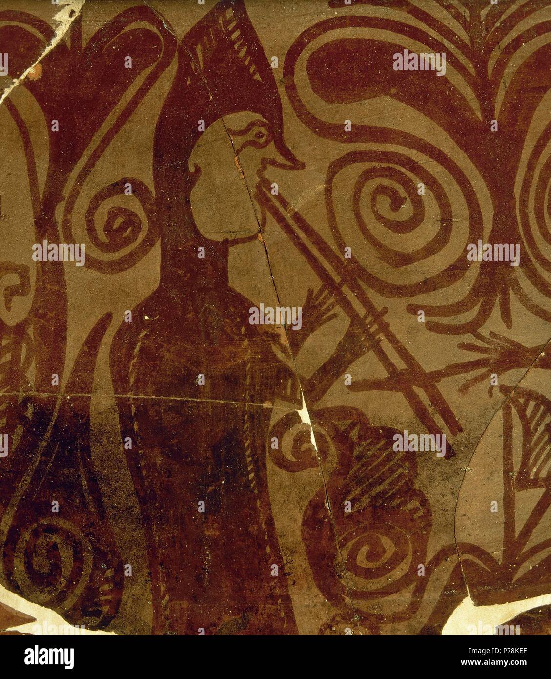 Gli iberici. Periodo preromana. Musicista giocando un aulos. Dal vecchio Edeta (Miguel de Liria). Ii secolo A.C. Museo archeologico di Valencia. Spagna. Foto Stock