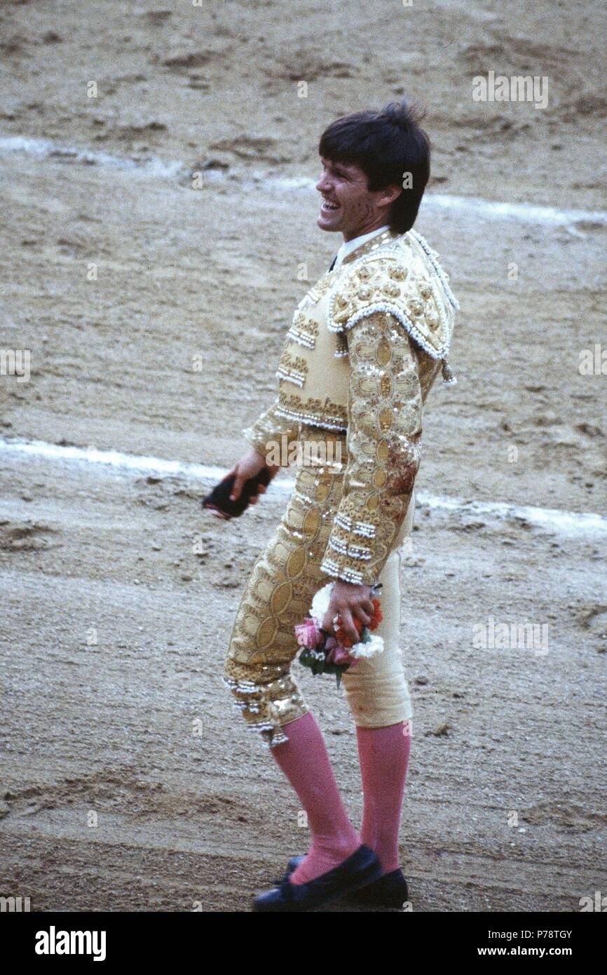 ESPARTACO JUAN ANTONIO RUIZ MATADOR DE TOROS ESPAÑOL . ESPARTINAS 1962 - año 1991 VUELTA AL RUEDO;. Foto Stock