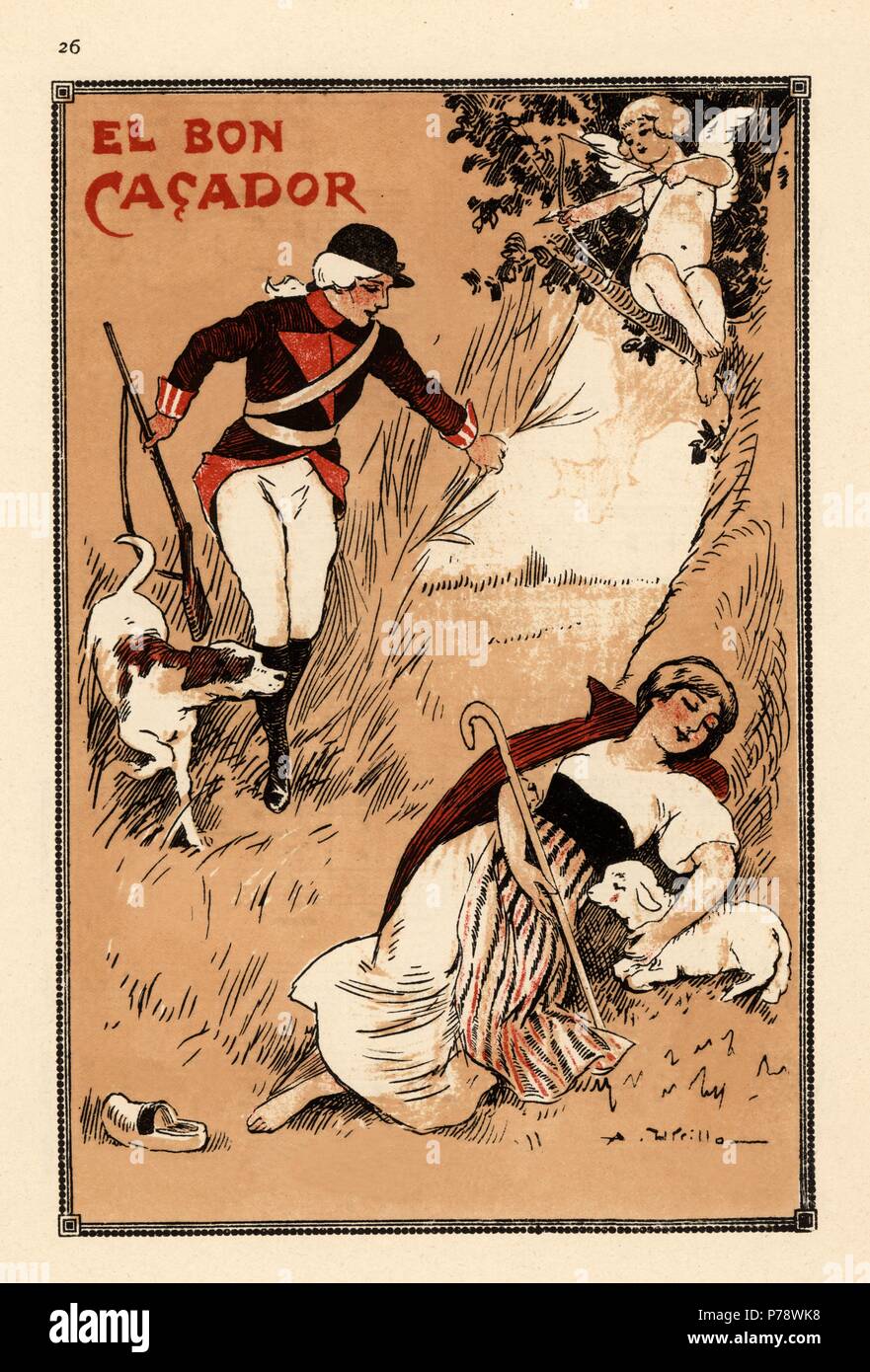 Catalunya. Partitura musicale. El Bon caçador, de La Cançó popolare un tret de mainada, de Doménec Mas mi Serracant. Año 1925. Foto Stock
