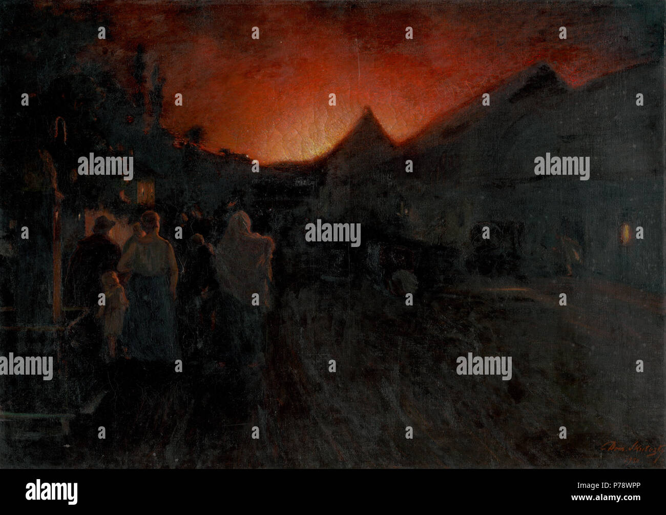 17 Dominik Skutecký - Požiar v Radvani - O 1595 - Galleria Nazionale Slovacca Foto Stock