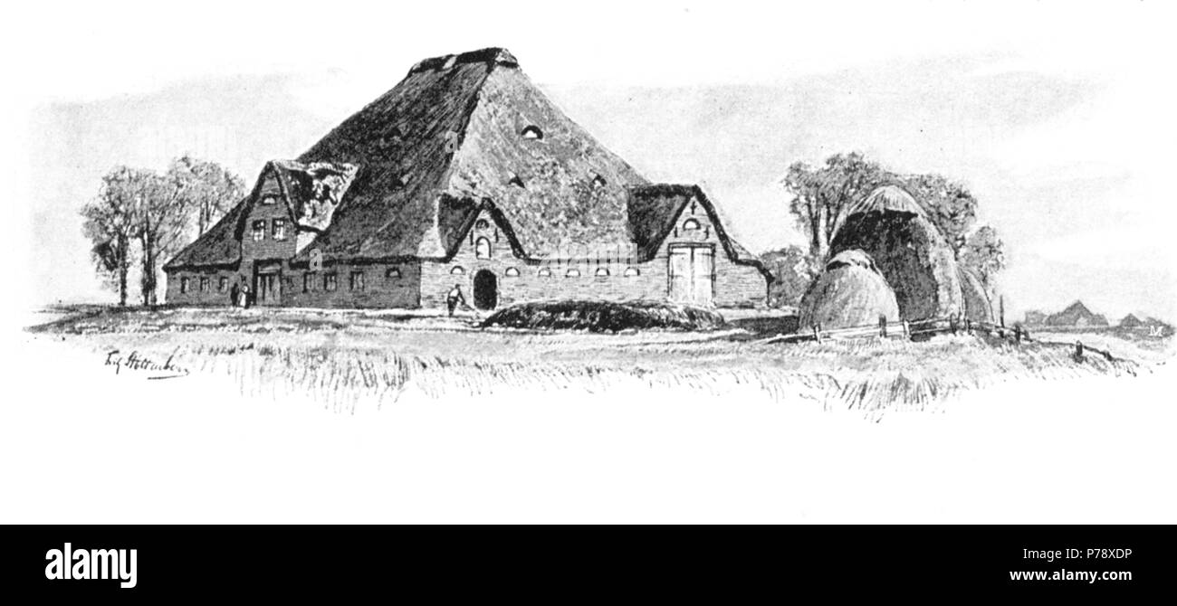 Deutsch: Eiderstedter Hauberg (Bauernhaus), Zeichnung von Fritz Stoltenberg . circa 1895 18 Eiderstedter Hauberg 01 Foto Stock Deutsch: Eiderstedter Hauberg (Bauernhaus), Zeichnung von Fritz Stoltenberg . circa 1895 18 Eiderstedter Hauberg 01 Foto Stock