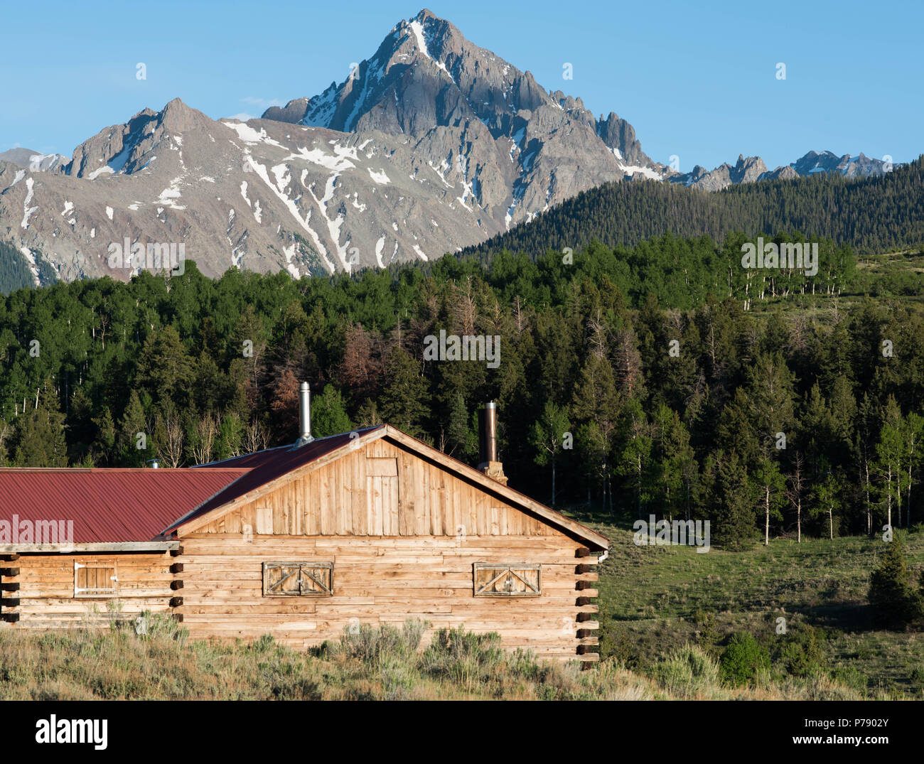 La vita di cabina nella bellissima Colorado Rockies Foto Stock