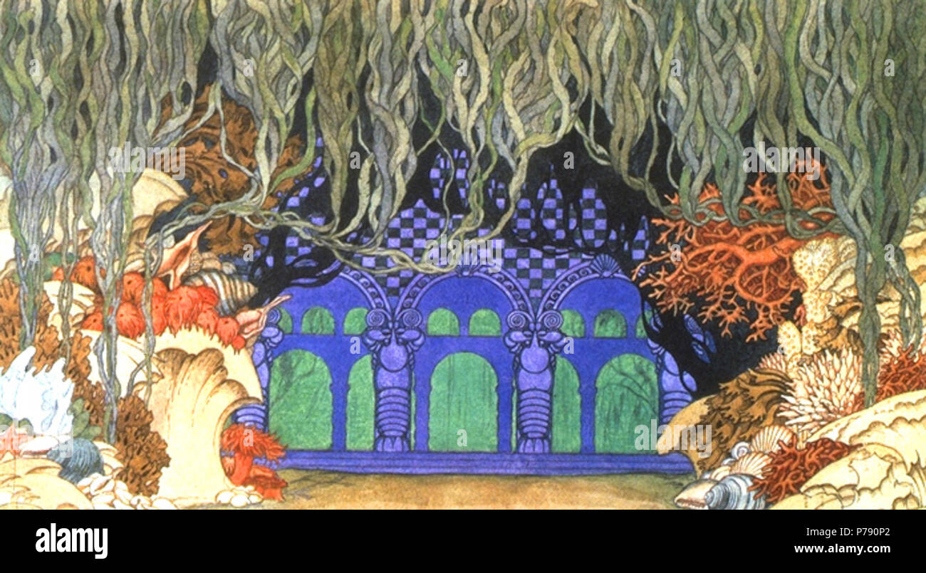 L'acqua unito. Stadio-set design per la scena sei dell'opera Sadko di Rimsky-Korsakov. 1914 . 1900s 33 Ivan Bilibin 171 Foto Stock