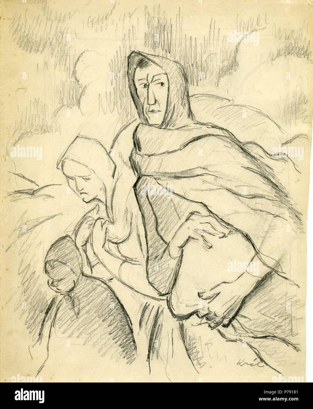 34 Jaroslav Král - Studie k obrazu polo S (1921) Foto Stock