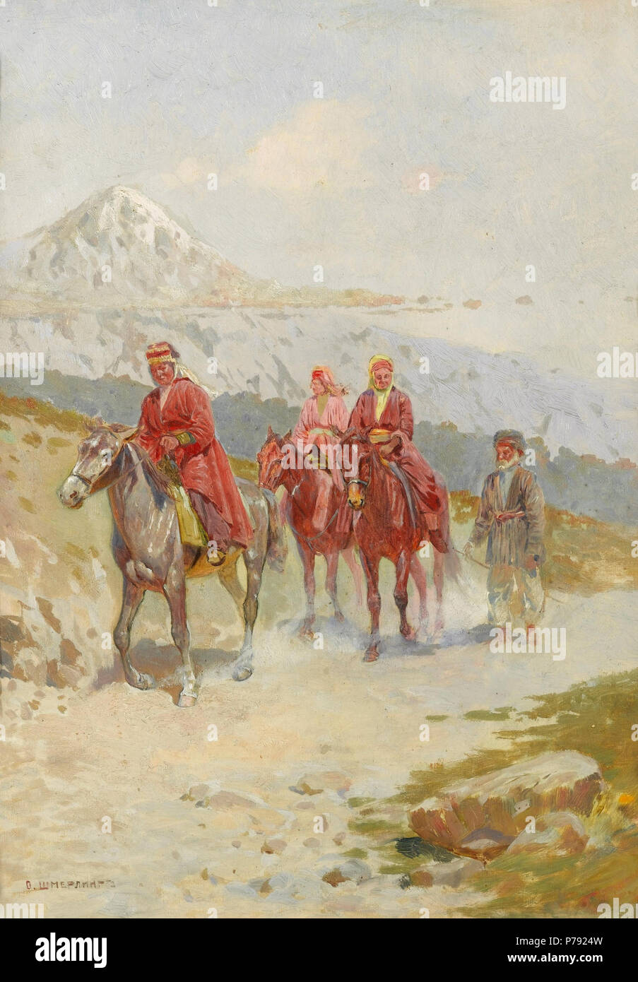 . Inglese: caucasici a cavallo prima 1939 45 Oskar Schmerling. Caucasici a cavallo Foto Stock