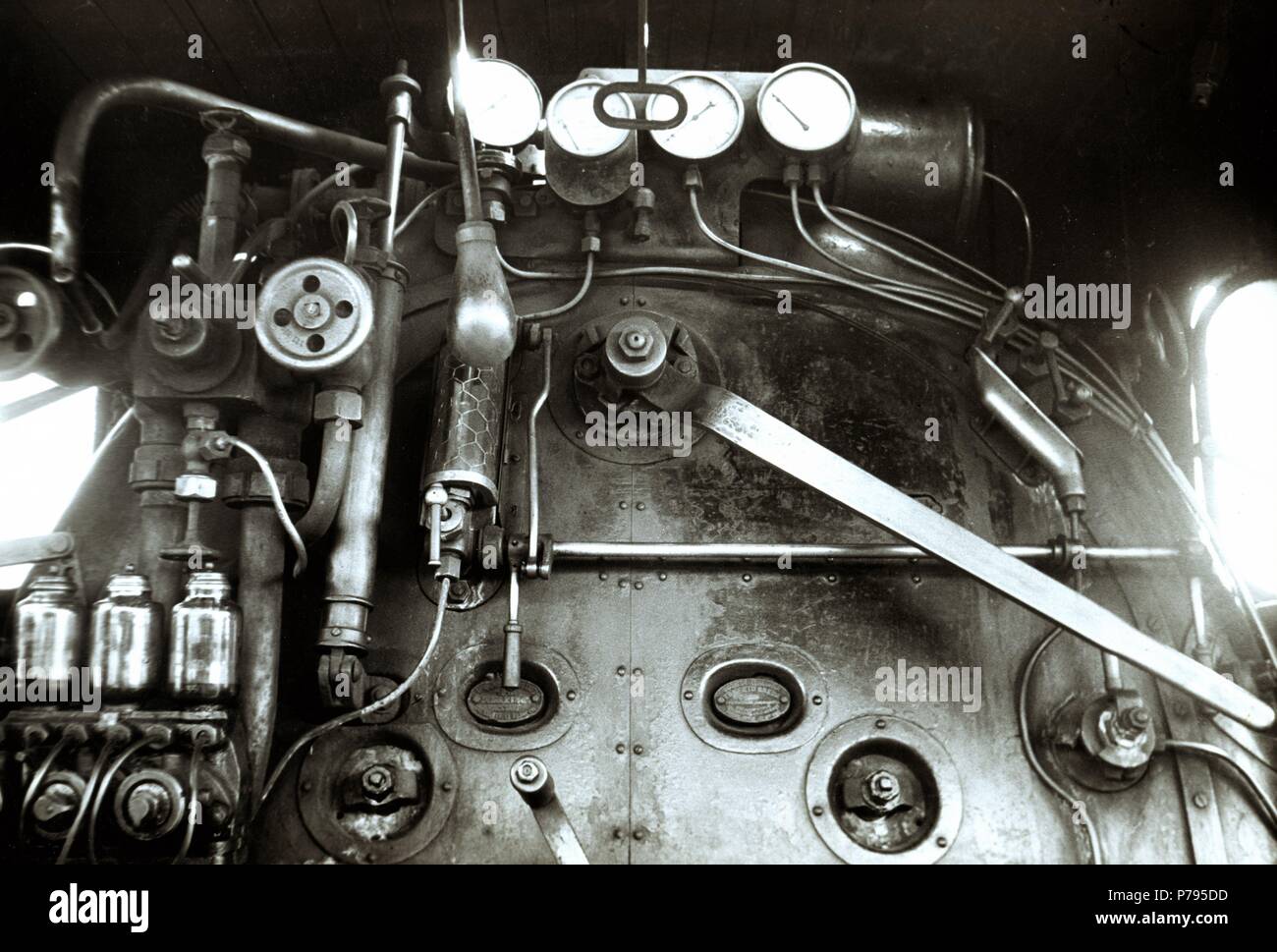 Cuadro de mandos de n.a. máquina de tren a vapore. Años 1950. Foto Stock