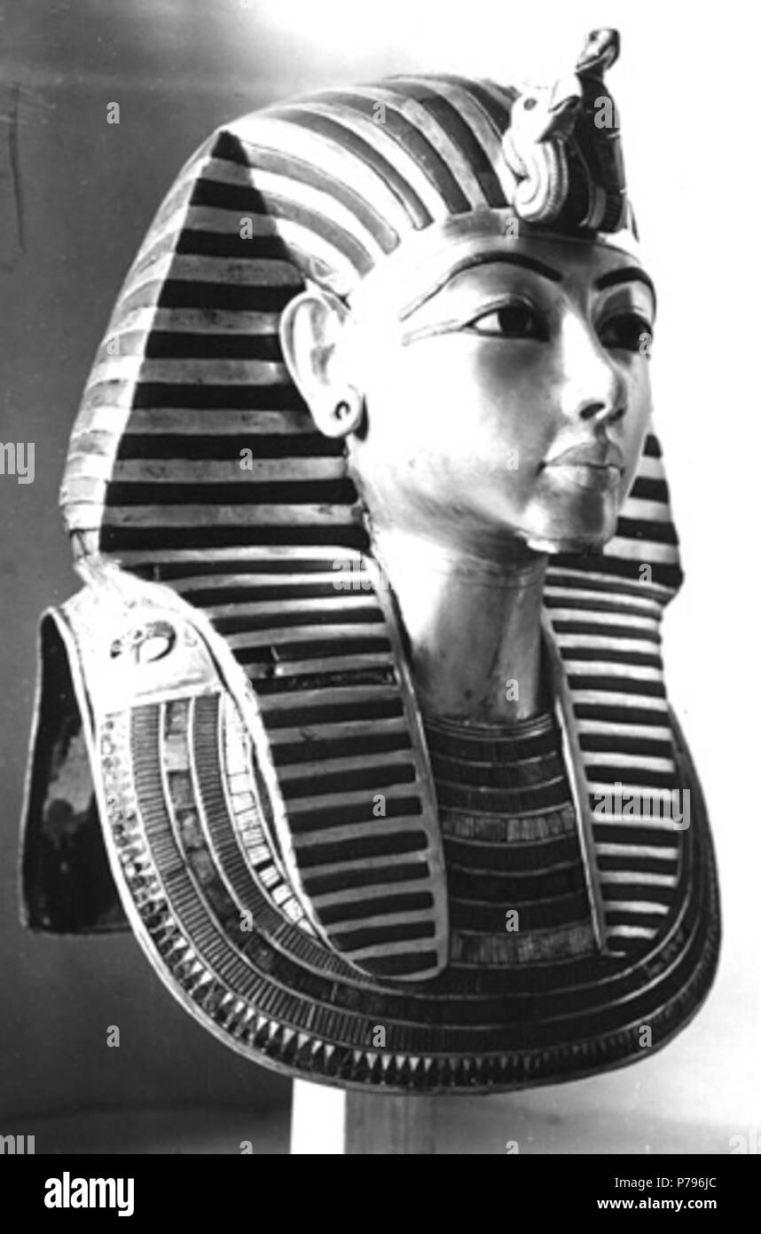 Inglese: foto in bianco e nero di Tutankhamon la morte maschera senza la barba. 1925 16 Tutankhamon la maschera senza barba Foto Stock