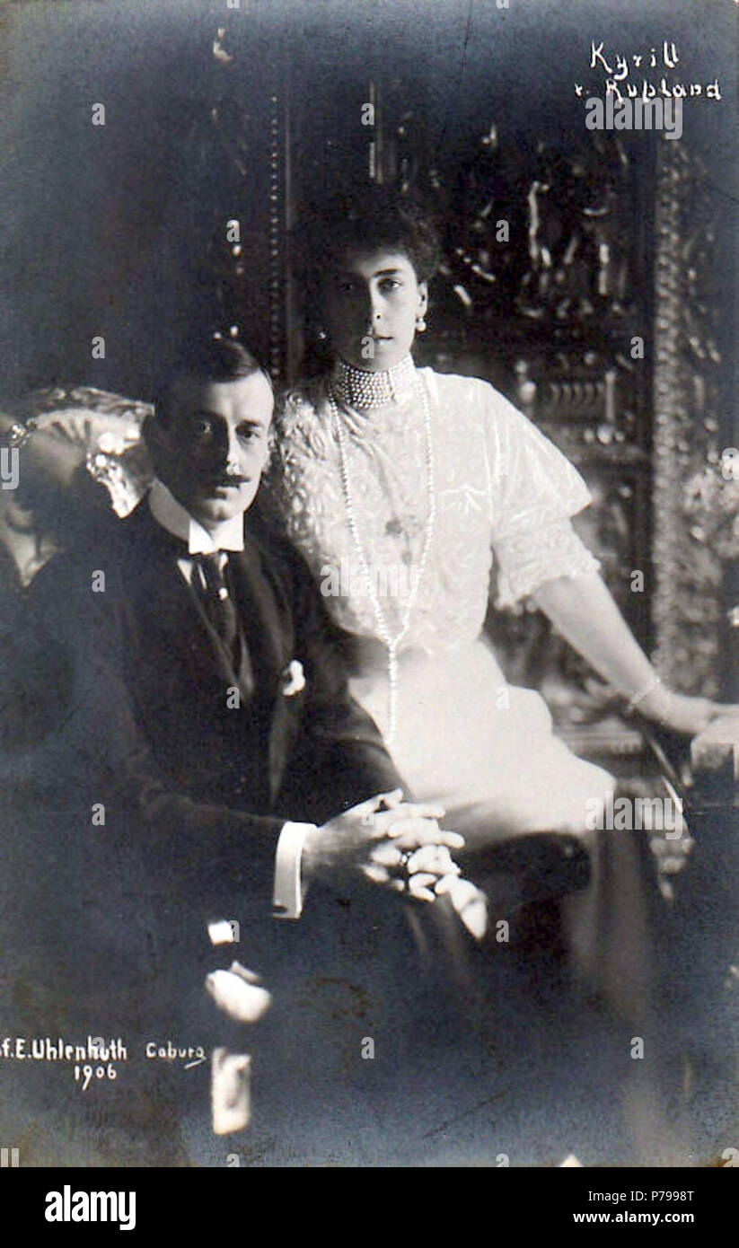 Inglese: Il Granduca Kirill Vladimirovic della Russia e la Principessa Victoria Melita di Saxe-Coburg e Gotha . 1906 14 Cirillo Vladimirovic e Victoria Melita Foto Stock