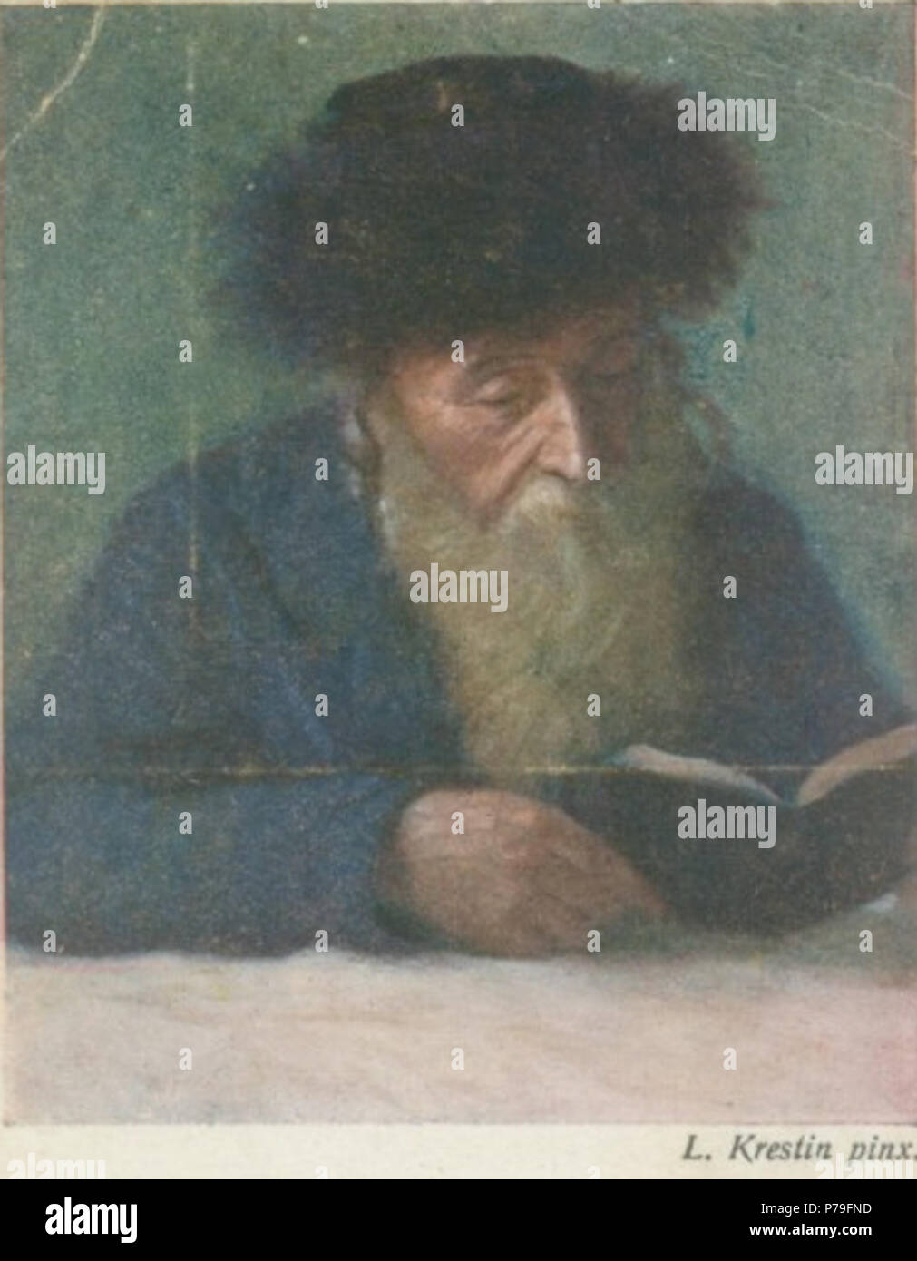 Inglese: Disegno di Lazar crestina, basata sul noto solo foto del Divrei Chaim. Stampata su una cartolina. . Prima di 1938 14 Sanz Foto Stock