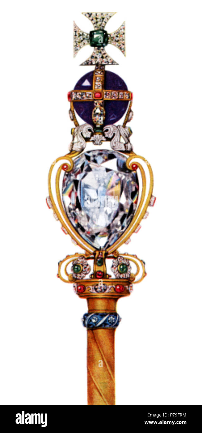 14 sovrani scettro con croce Foto Stock
