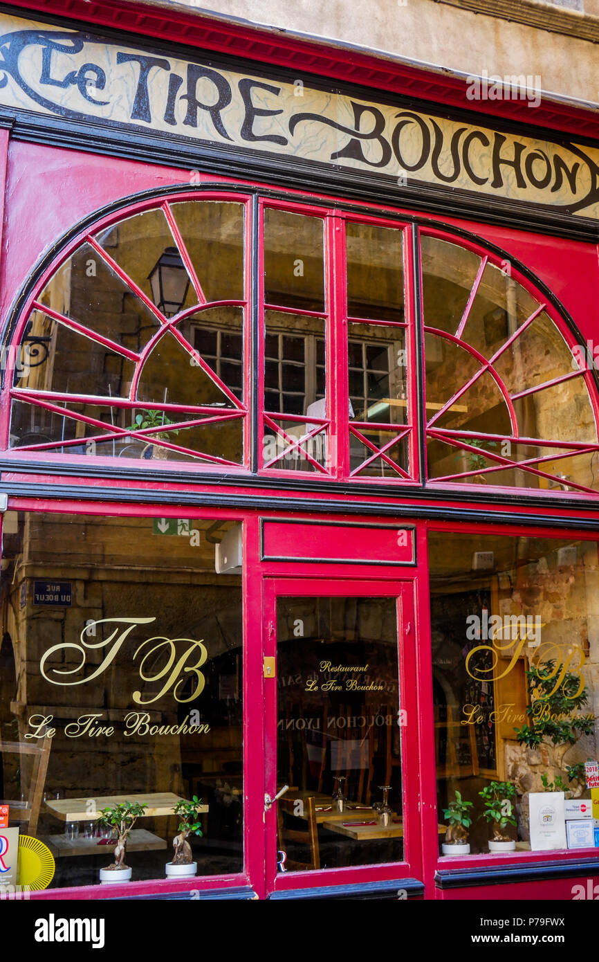 Le Tire-Bouchon, ristorante nel quartiere Saint-Jean, Lione, Francia Foto Stock
