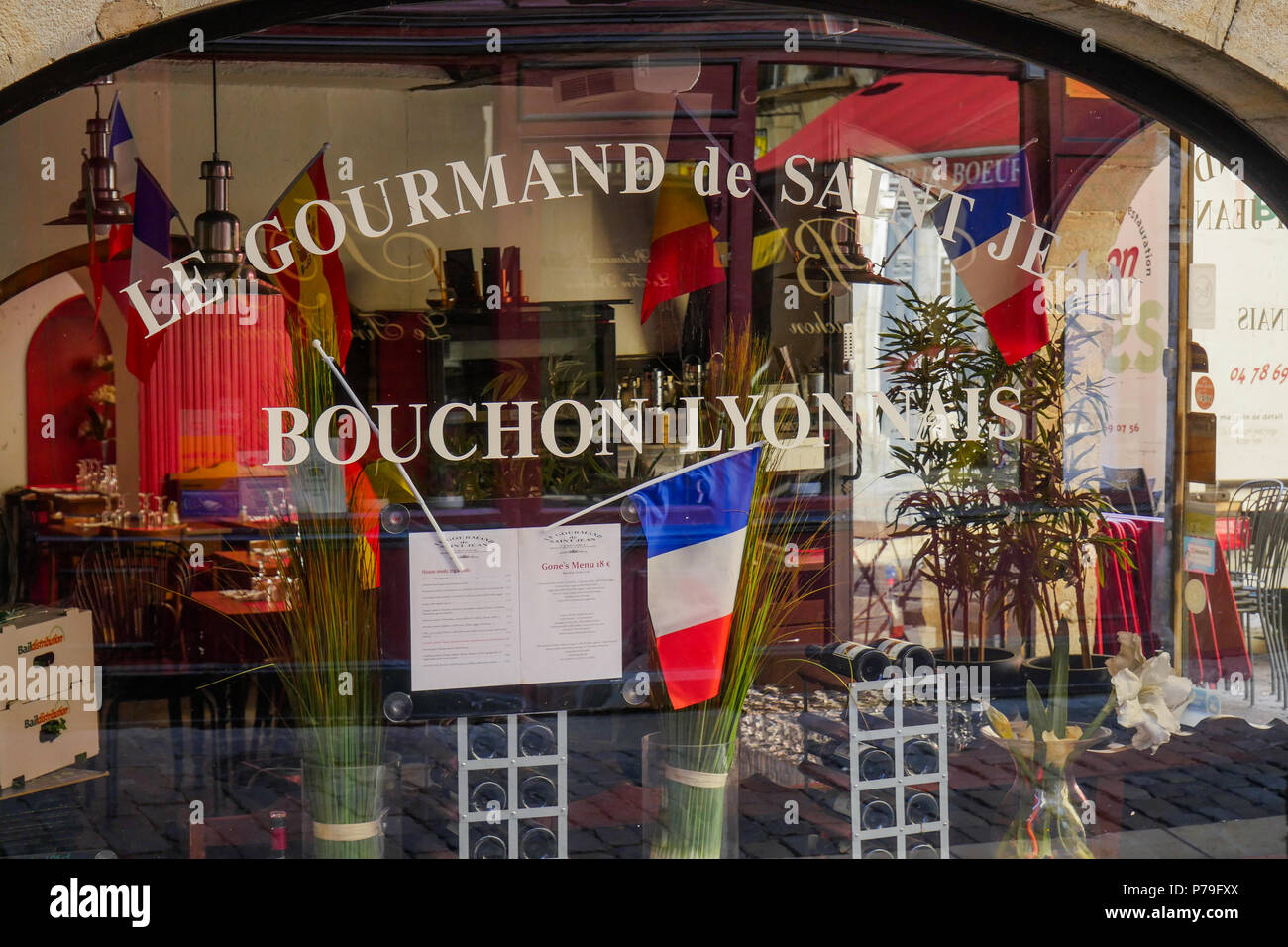 Le Gourmand de Lyon, ristorante nel quartiere Saint-Jean, Lione, Francia Foto Stock