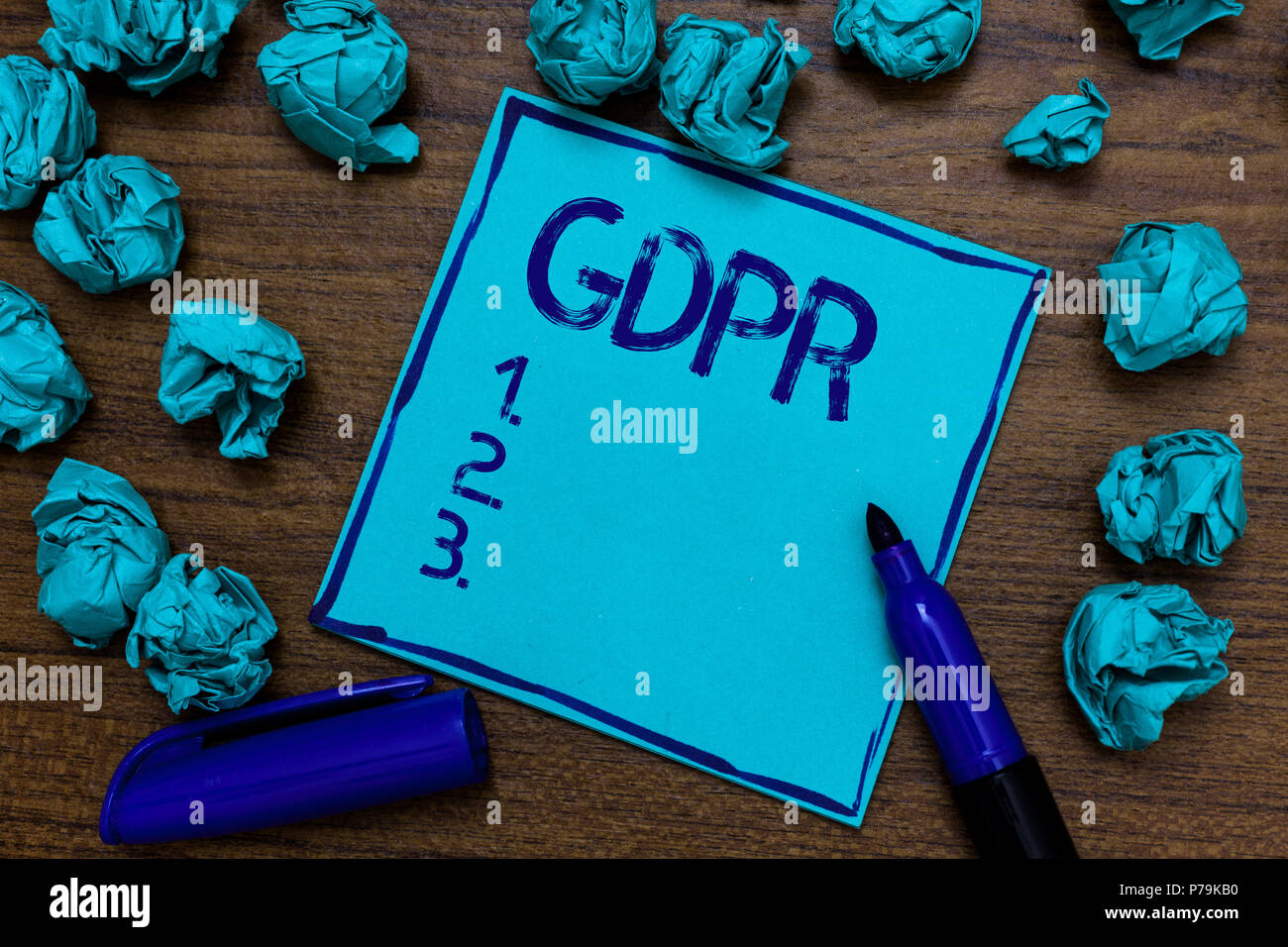 Testo della scrittura il PILR. Concetto significato generale della protezione dei dati il Regolamento privacy leggi UE conformità carta ciano immaginazione idea pensieri errori sev Foto Stock