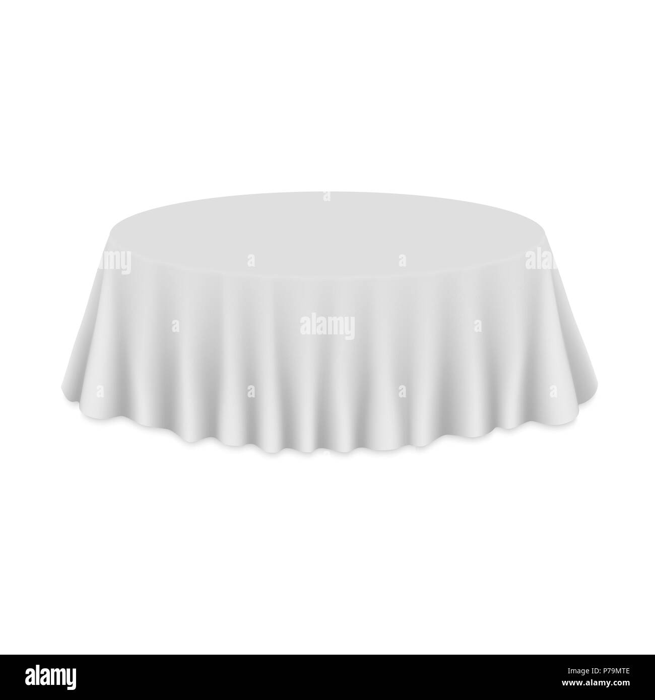 Vuoto Tovaglia rotonda sulla tabella isolati su sfondo bianco Illustrazione Vettoriale