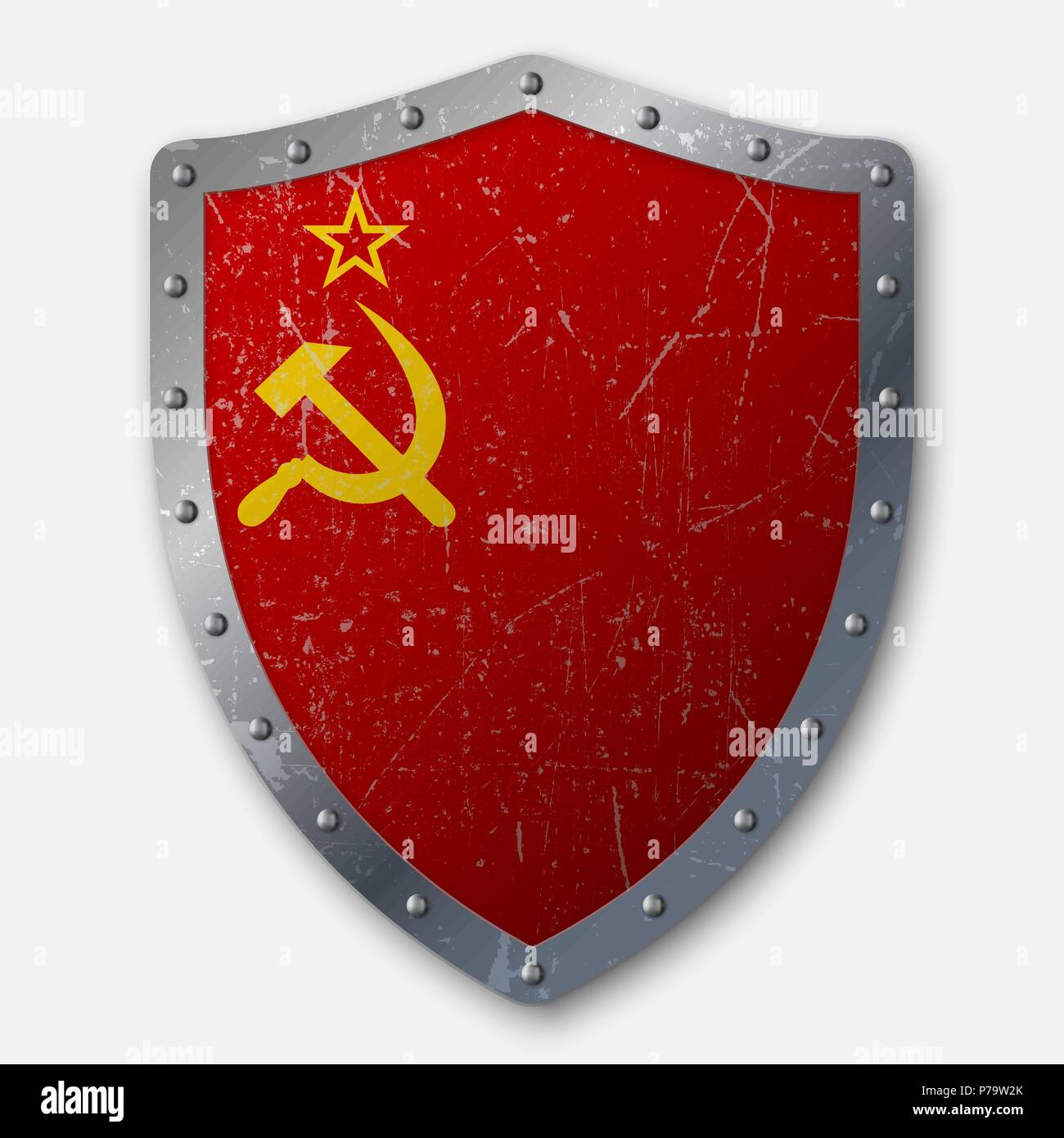 La vecchia protezione con la bandiera della Unione Sovietica. illustrazione vettoriale Illustrazione Vettoriale