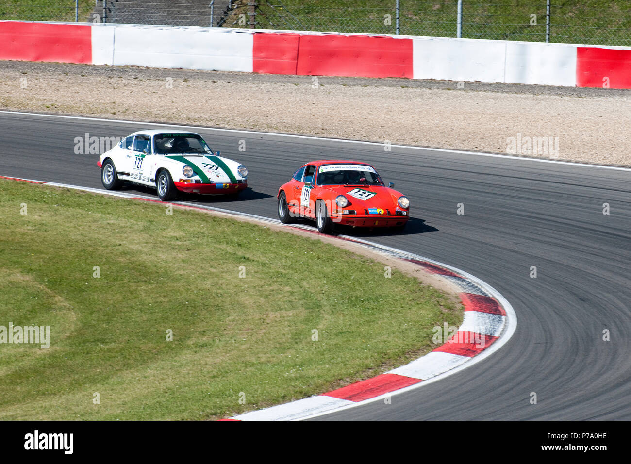 Porsche 911, 911 ST, Nuerburgring, 24h Classic, motorsports, Classic Cars, curve curbes, Eifel, Renania-Palatinato, Germania, Europa Foto Stock