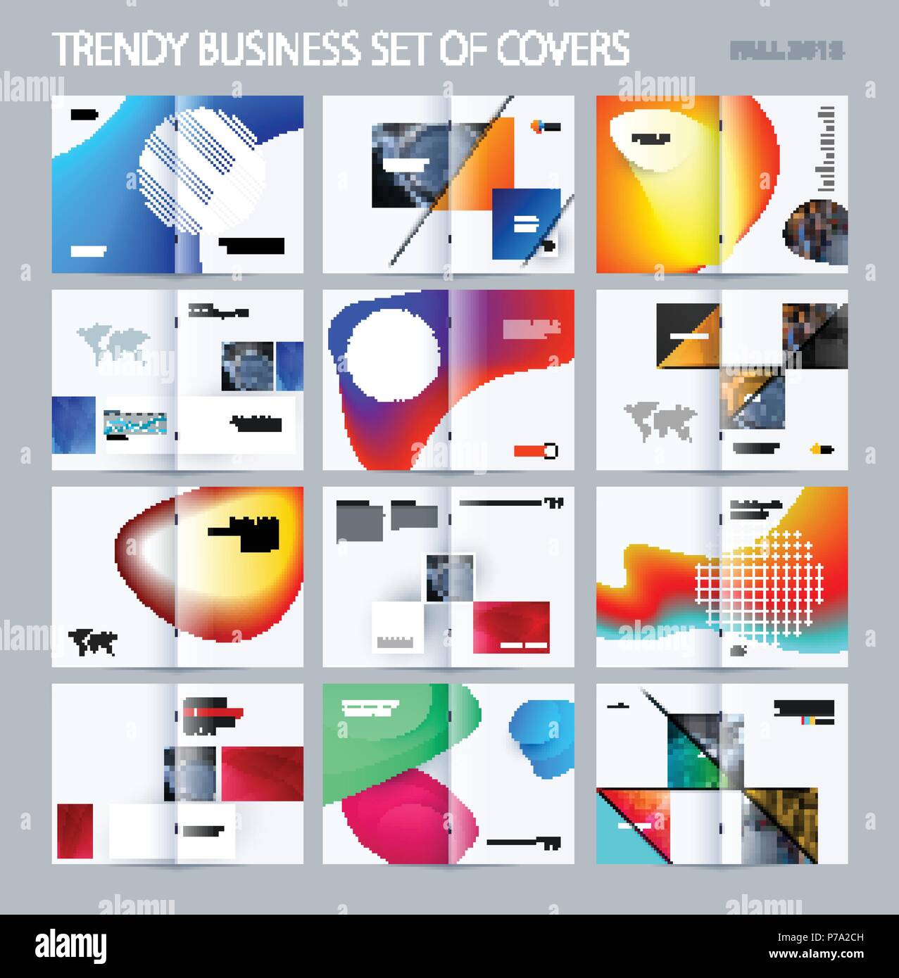 Abstract a doppia pagina brochure design stile fluido con liquido colorato per il branding. Vettore di business presentation fiancata. Illustrazione Vettoriale