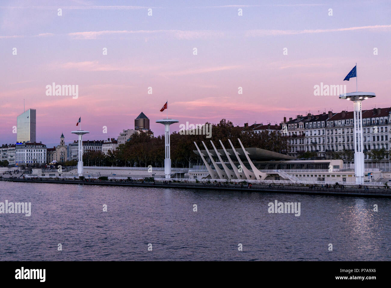 Lione, Francia. Tramonto sulla città Foto Stock