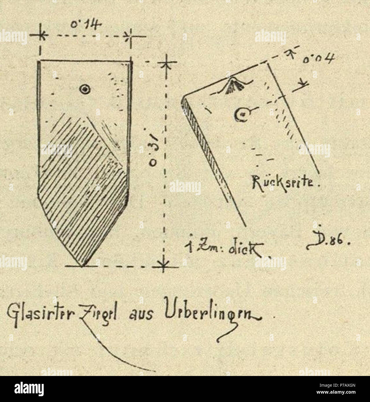 49 Kunstdenkmäler KN 1887 S642 Überlingen Glasierter Ziegel Foto Stock